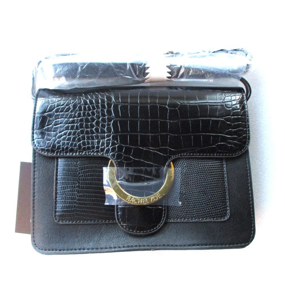 Rachel Zoe Irim Crossbody Bag in Black Faux Croc